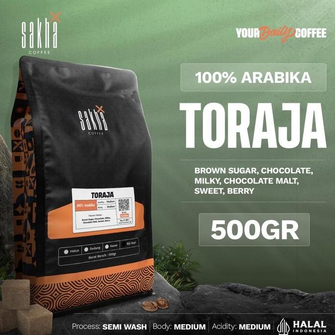 

BIJI KOPI BUBUK ARABIKA TORAJA ARABICA COFFEE BEANS SAKHA ROASTER 500G TERMURAH