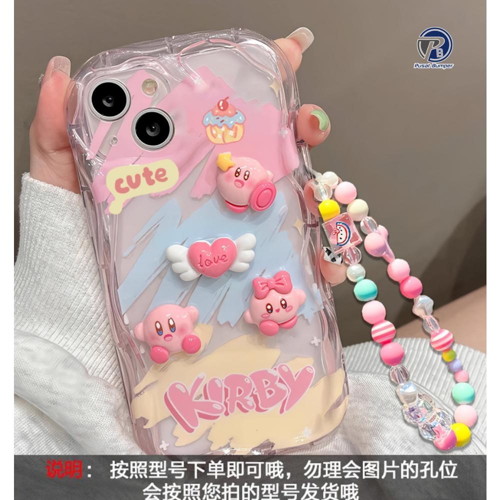 gj-46 Df-8 Ss860 Softcase Silikon 3D Cute Kirby Lanyard Strap For Samsung A52 A53 A26 A56 A21S A36 S