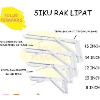 NEW Siku Meja Rak Lipat Dinding Ambalan Rak Melayang Putih Sudut Besi Stainless 8 10 12 14 16 18 20 
