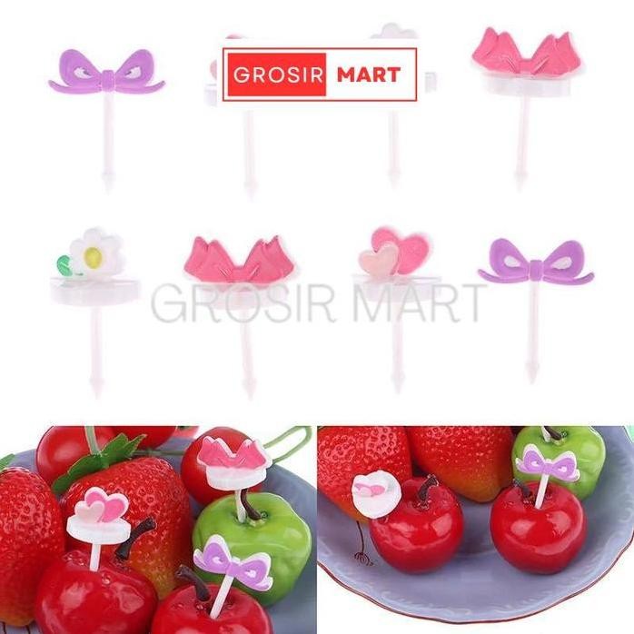 TUSUKAN BENTO GEMOY TUSUKAN BENTO KARAKTER LUCU SUNFLOWER PITA HATI BUNGA 1 SET ISI 8