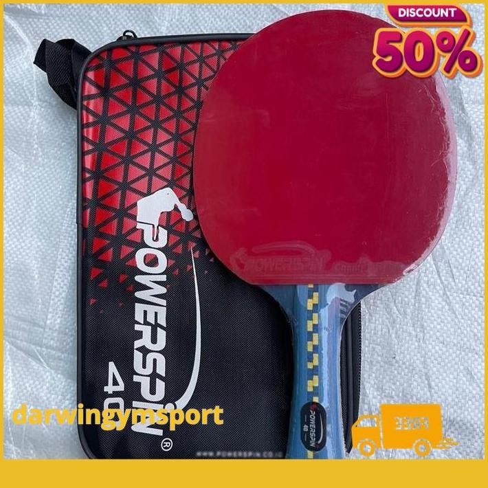 BAT BET TENIS MEJA PINGPONG POWERSPIN 40 BONUS TAS COVER FULL ORIGINAL PRODUK TERBAIK