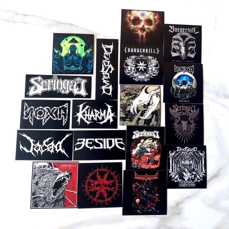

sticker pack band metal indo pilihan hammersonic metalcore seringai jasad deadsquad untuk gitar helm kulkas lemari kaca dll