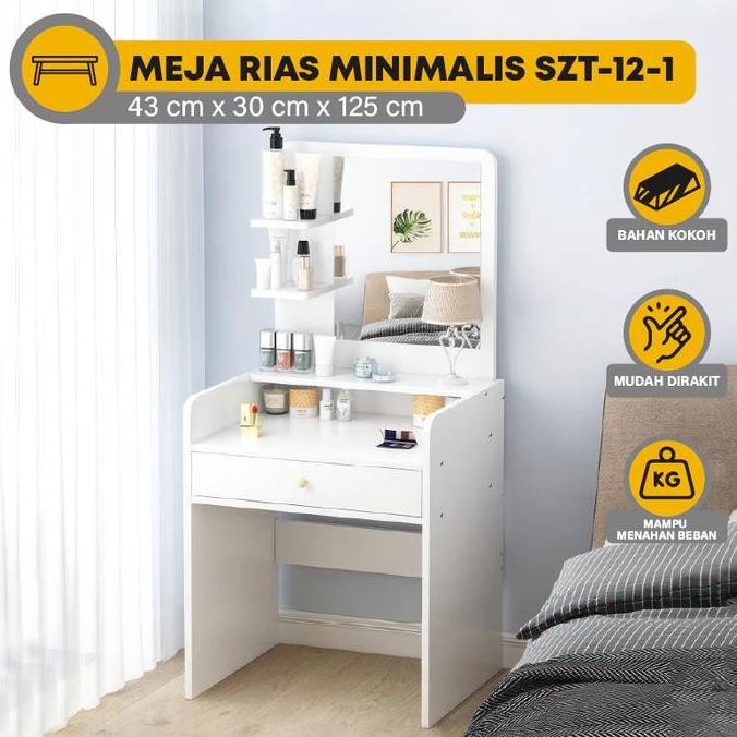 Meja Rias Minimalis Putih Meja Rias Rak Kosmetik Aesthetic Mini Modern Meja Kamar Furniture-Unik Ban