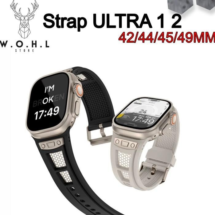 Wohl Store Strap Apple Watch Ultra 1 2 49Mm Rubber Silicon Premium Stainless Steel Series 9 8 7 6 5 