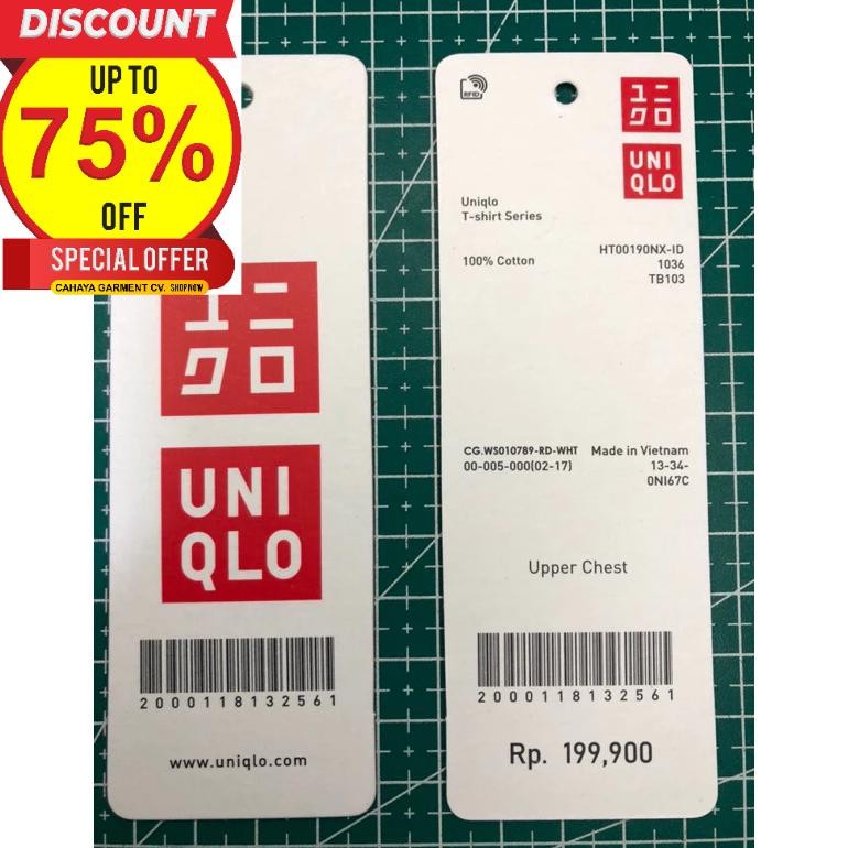 

terlaris uniqlo t-shirt series tag price barcode super tebal super premium co 1x di kirim 600pcs murah
