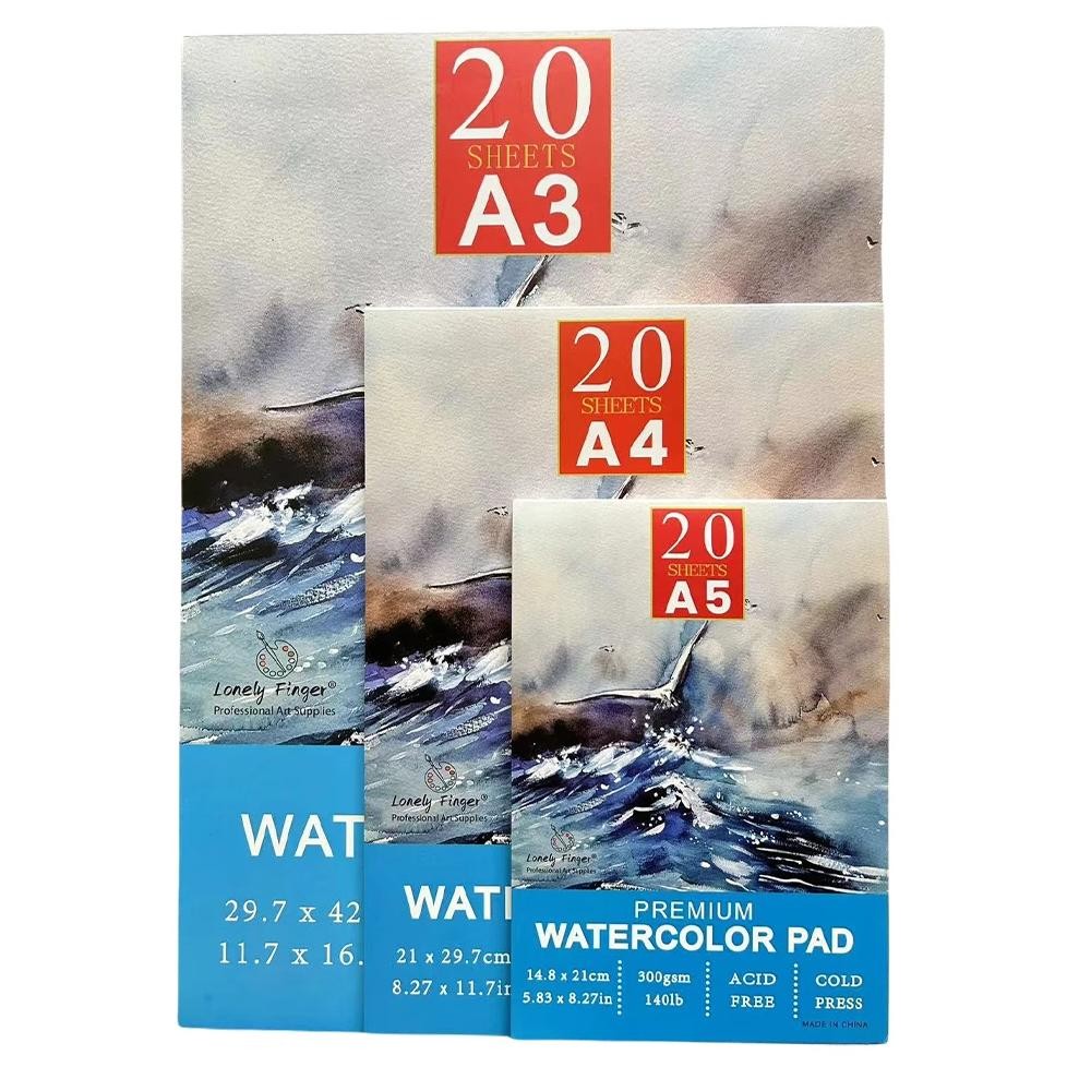 

A3/A4/A5 Watercolor Pad, 140Lb/300Gsm, 20 Sheets | Cold-Pressed, Acid-Free, Artist Paper For Adults And Students - Painting, Gou