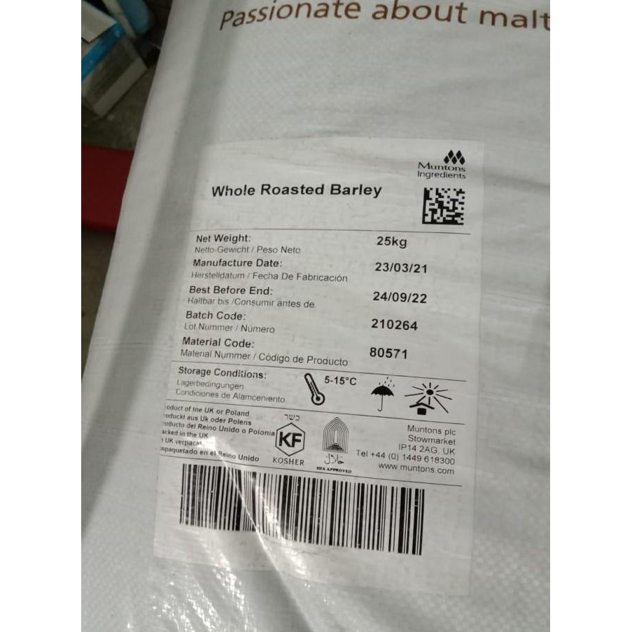 

*#*#*#] Muntons Whole Roasted Barley 500gr UK