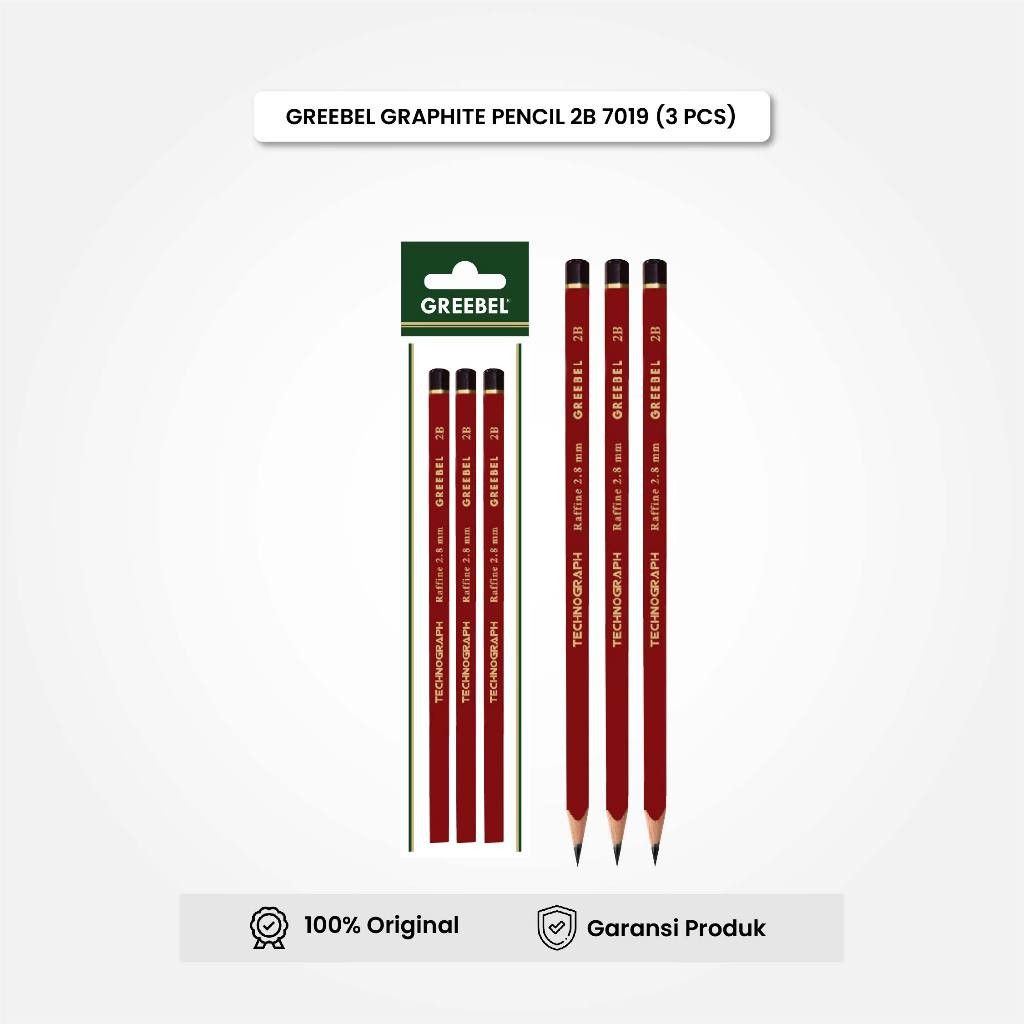 

Pensil Tulis 2B 7019 (3PCS/SET) GREEBEL / Pencil Grafit Graphite / Pensil Gambar