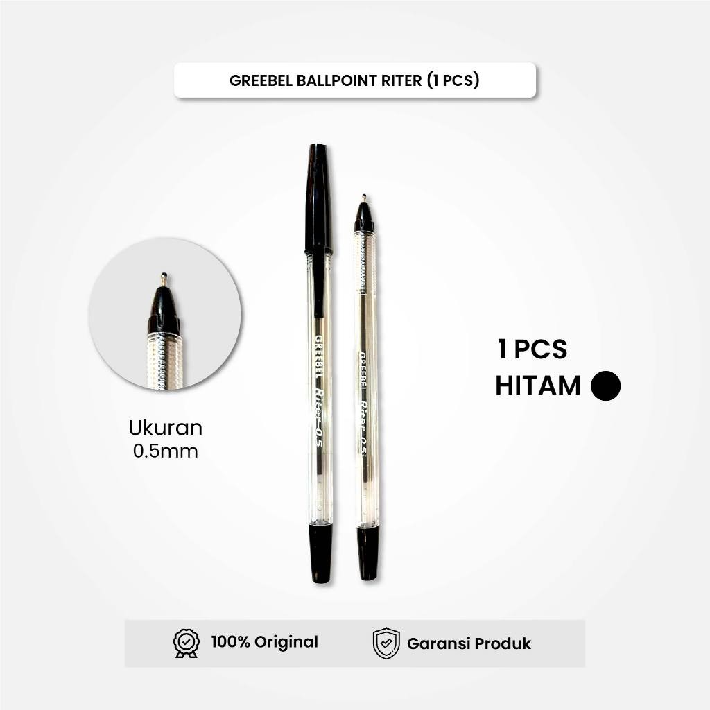 

Pulpen / Ballpen Riter 0.5 Hitam (1PCS) / Ballpoint Bolpen Pena GREEBEL