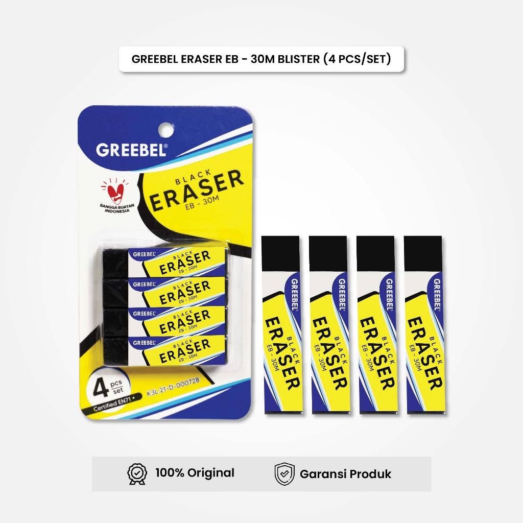 

Eraser Stip Hapusan GREEBEL EB-30M (Blister 4PCS/SET) / Penghapus Pensil