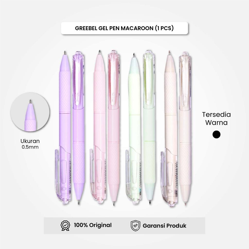 

GREEBEL Gel Pen Pulpen Pena GP-512 Macaroon Hitam 0.5 (1PCS) / Pulpen Gel Murah Grosir