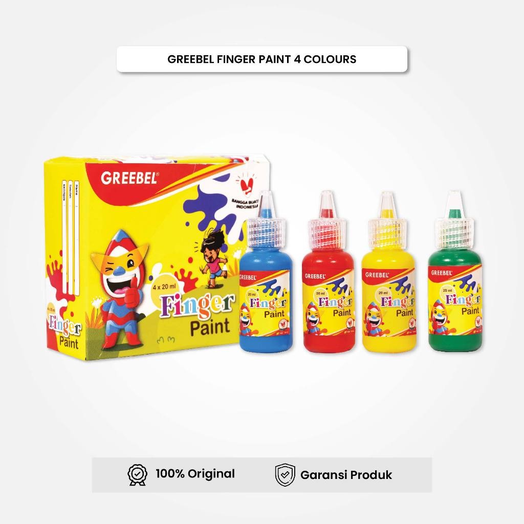 

Finger Paint 4 Warna / Cat Air Washable / Sensory Play GREEBEL