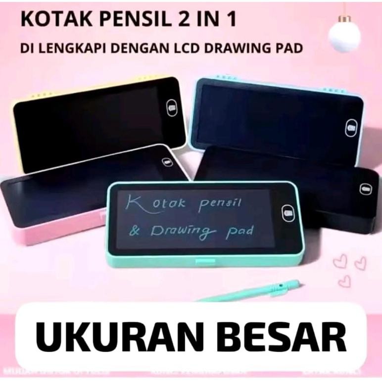 

Gh-56 Pom Kotak Pensil Case Lcd Writing Drawing Box Case Pencil Drawing Pad Edukasi 2In1