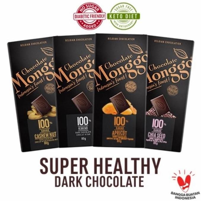 

Promo Super Healthy Dark Coklat 100% 80G | Chocolate Monggo | Keto Friendly