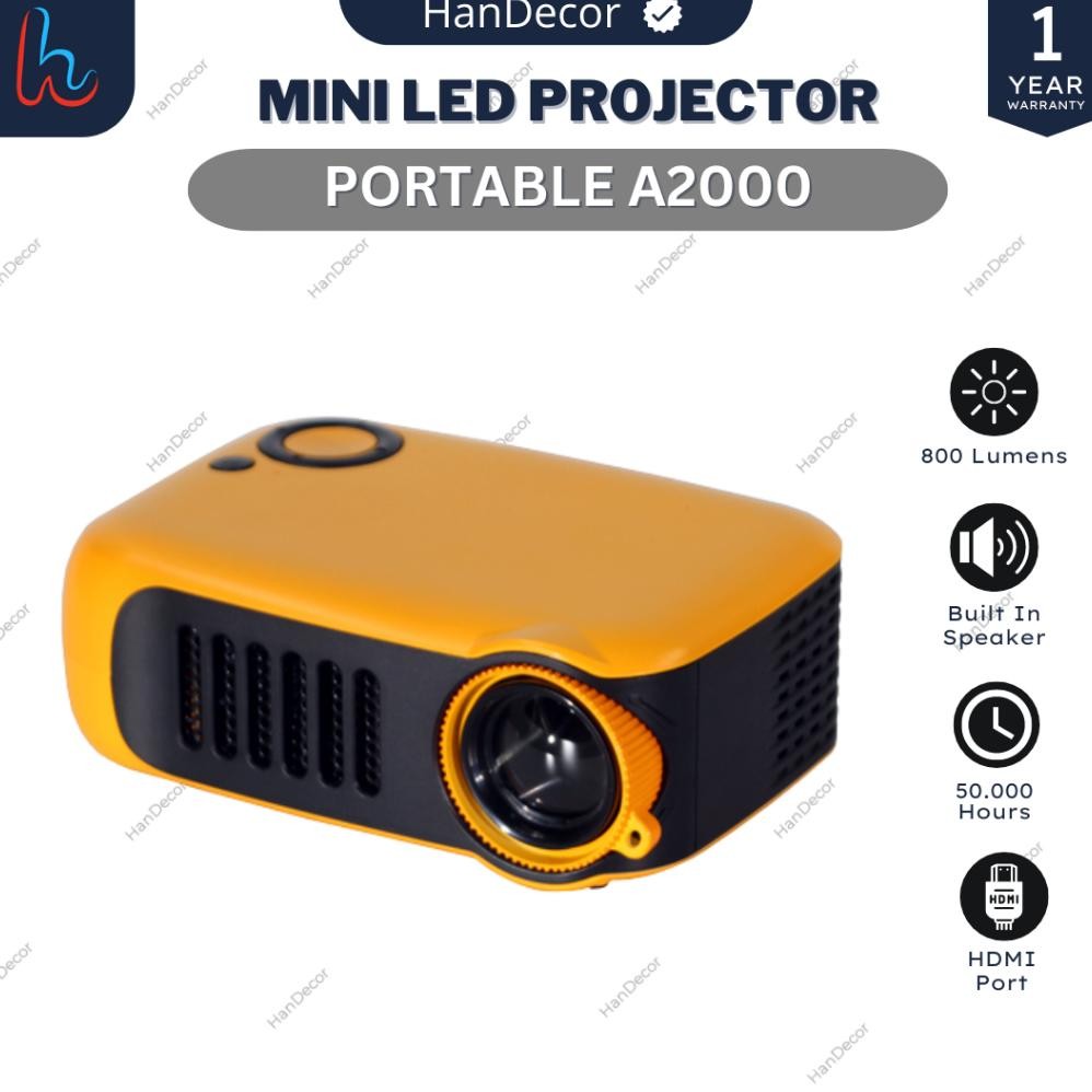 Proyektor Mini A2000 Mini LED Projector  800 Lumens FREE HDMI / Proyektor Presentasi A2000