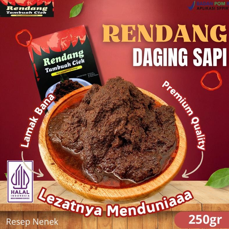 

Rendang PADANG 250gr - PREMIUM 100% HALAL " Rendang Tambuah Ciek " - RENDANG DAGING SAPI - Rendang