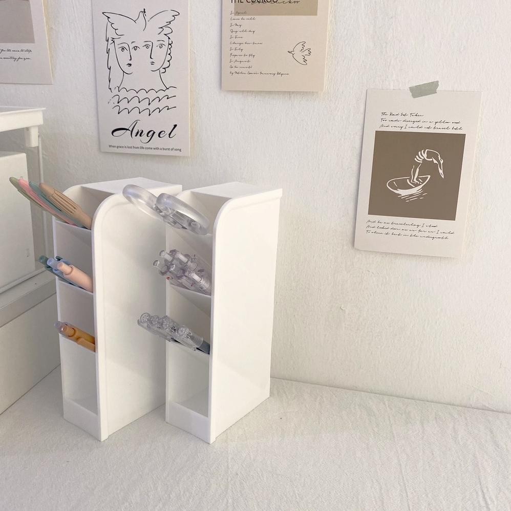 

Ty-65 [Midori] 3 Slot White Pen Holder Desktop Pencil Storage Box Organizer Kotak Pensil Tabung Pena - F0144 Ty-65