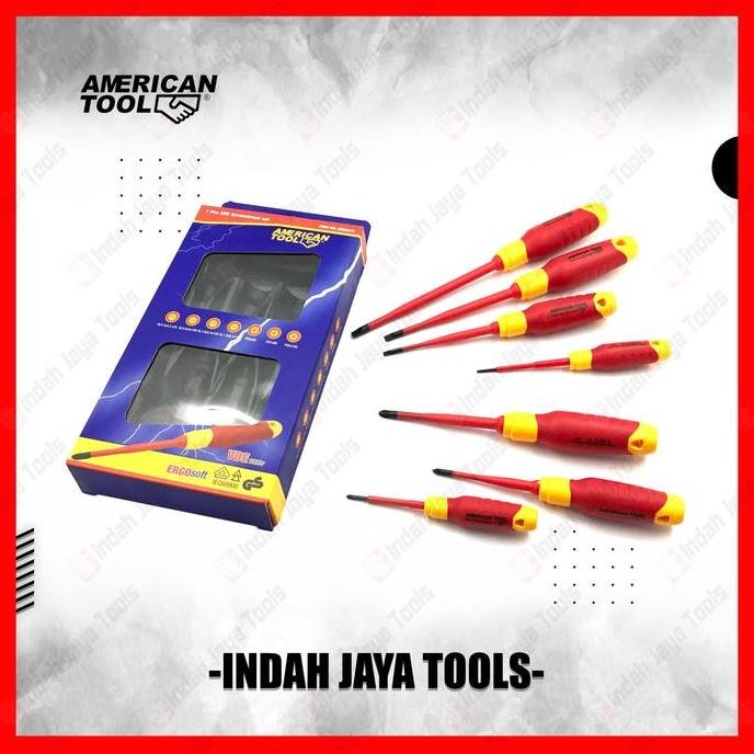 TERMURAH AMERICAN TOOL OBENG LISTRIK SET 7 PCS VDE 1000V INSULATED SCREWDRIVER