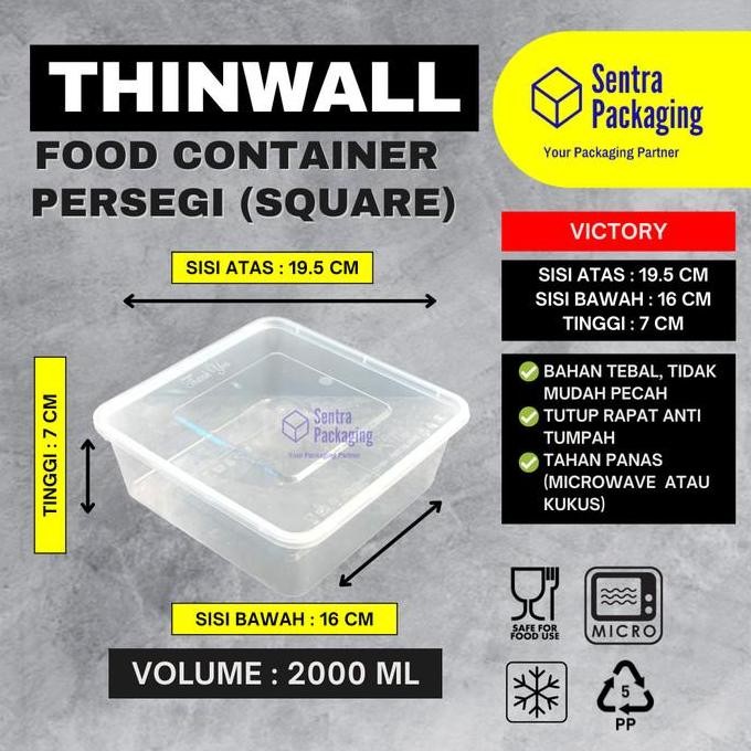 

Kotak Makan Plastik 2000ml / Thinwall / Food Container - VICTORY -PACK JS