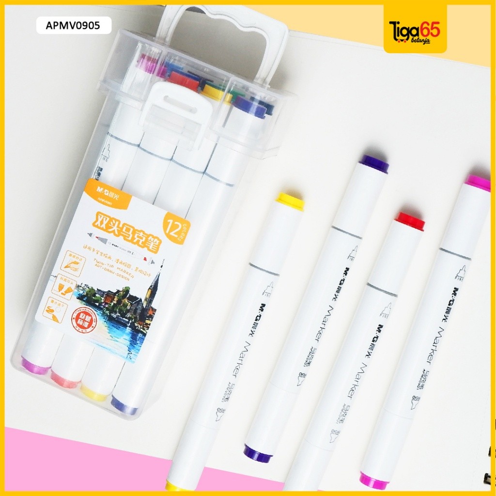 

M&G Double-Tip Art Marker / Spidol Warna Isi 12 PCS / Double Tip Marker / Apmv0905