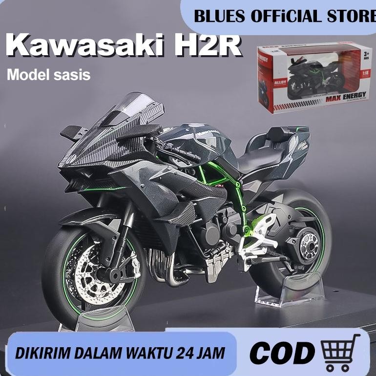Diecast Motor Balap Gp Kawasaki  H2R Skala 1:18 Untuk Mainan Diecast Motor Gp Yamaha Miniatur Motor 