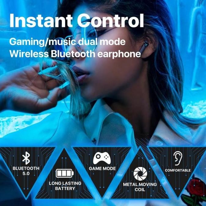 Kiip Wireless Bluetooth Earphone Earbuds Tws Gaming Low Latency Gm6 New Stok