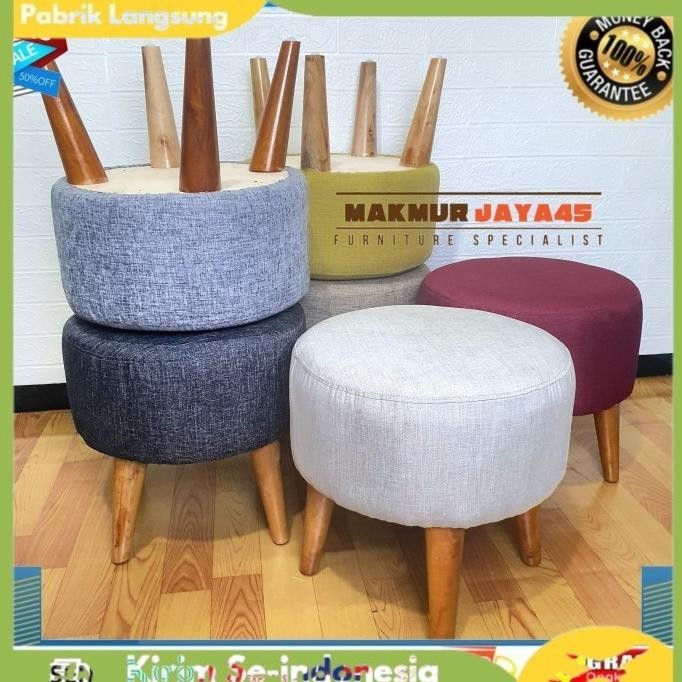 Sofa Stool Bulat / Sofa Stool Bahan Kanvas 45 Cm Co