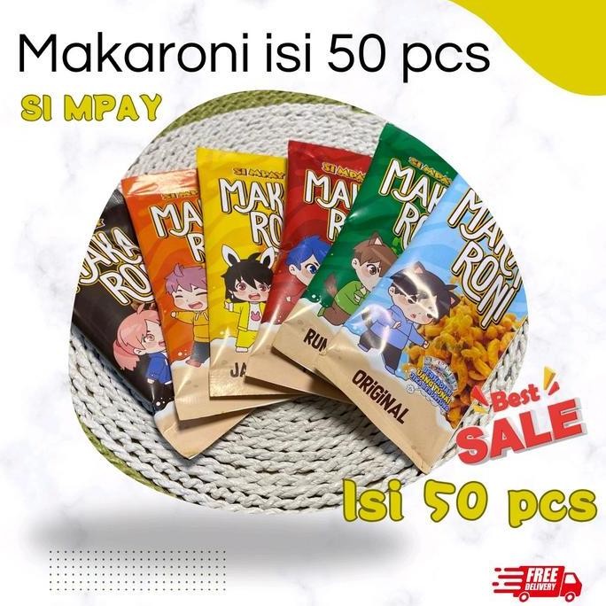 

HIW [MAKARONI isi 50 pcs] mix 6 varian rasa ide usaha warung by si mpay snack cemilan renyah lezat gurih Makanan Asin Manis Crispy