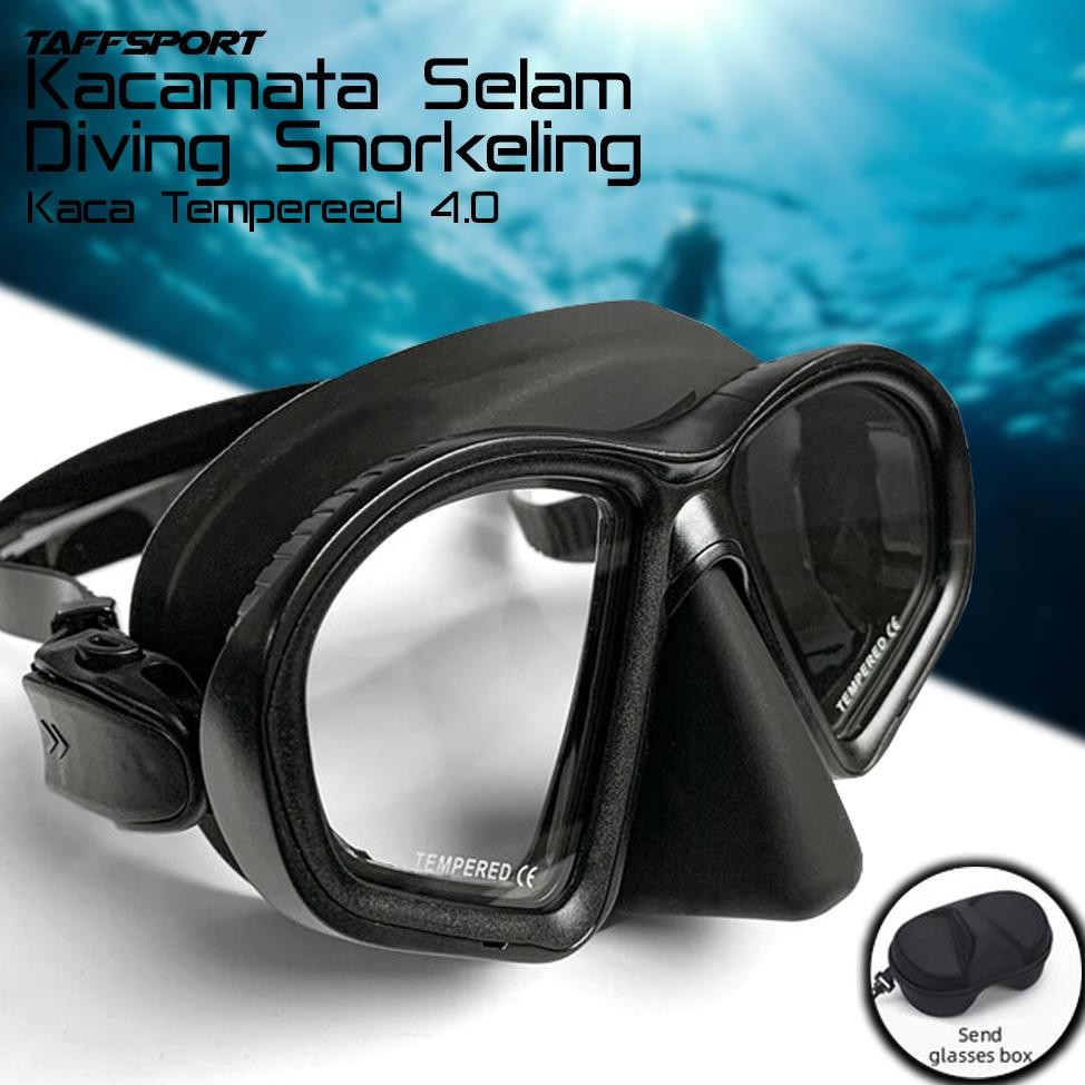 Kacamata Selam Laut + Penutup Kuping Scuba Diving Tempered Glass Kacamata Selam Dewasa Snorkeling Sn