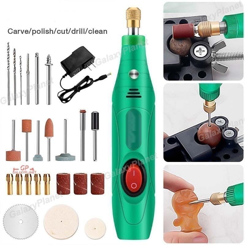 Gerenda Listrik Bor Mini 134/27Pcs 12V Dc 15000 Rpm Mini Drill Electric Engraver Grinder Gerinda Ele