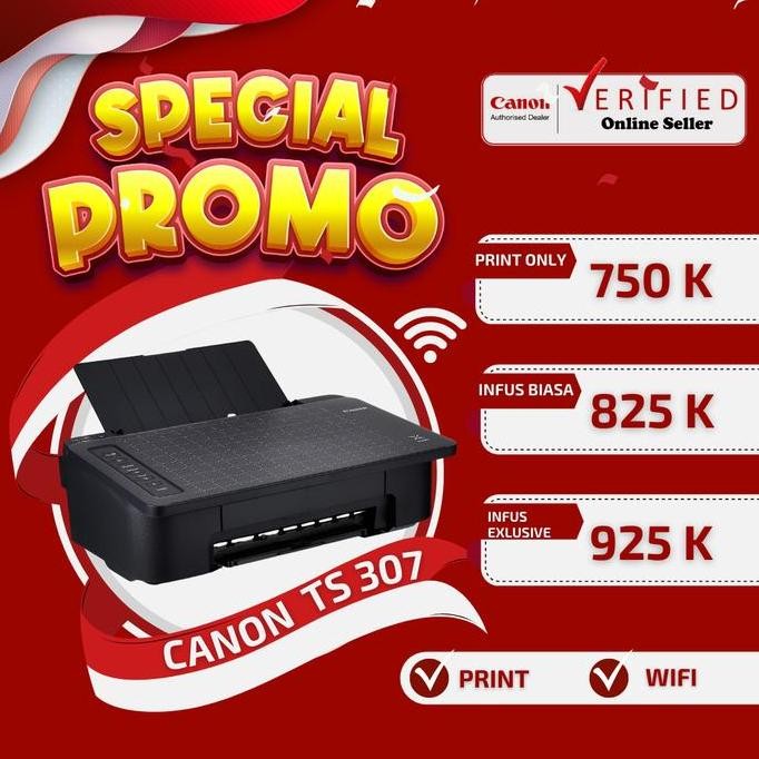 BEBAS ONGKIR - printer canon ts307wifi + infus tinta photo semarang