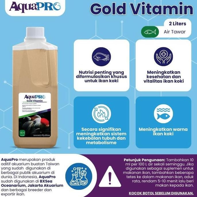 Terlaris Aquapro Gold Vitamin  2Liter/67.6Floz Vitamin Ikan Koki