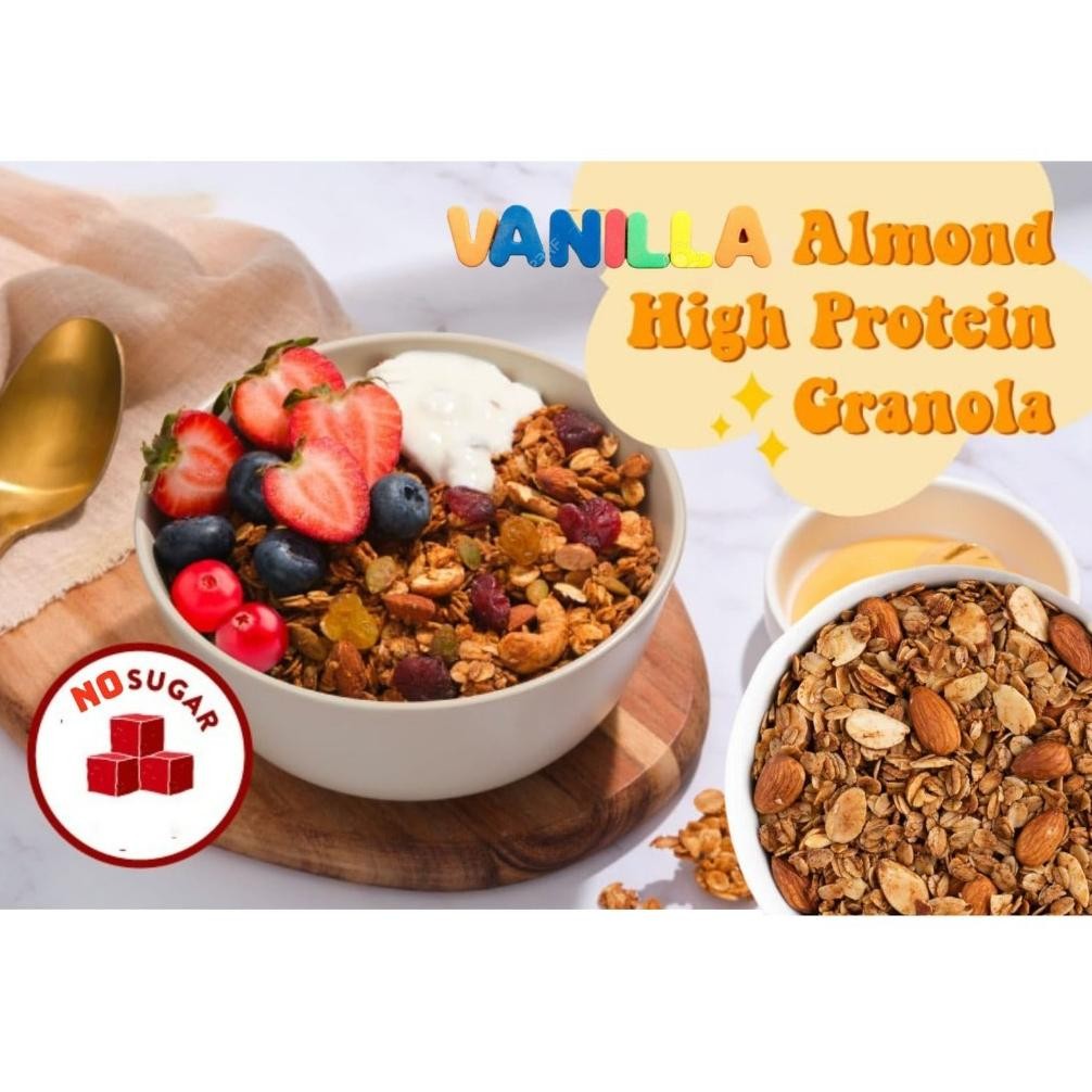 

Granola Vanilla Almond 500gr(1/2kg) Neo Sereal Makanan Sehat High Quality AST nUg