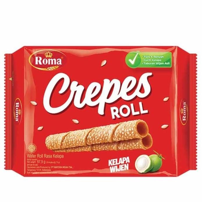 

Terlaris Roma Crepes Roll Kelapa Wijen 90G 12Roll