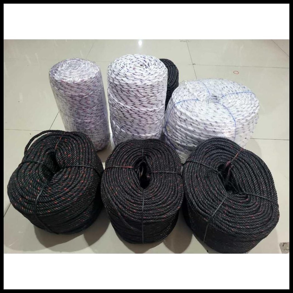 TALI TAMBANG / TALI TAMPAR PLASTIK HITAM/PUTIH BINTIK UNTUK PARANET / WARING  (METERAN )