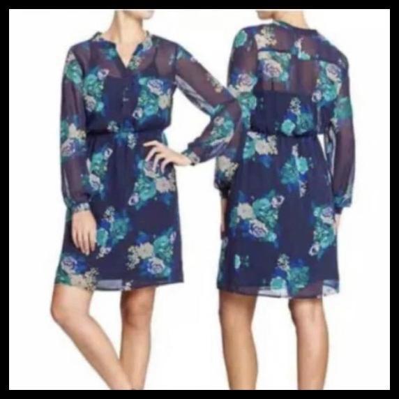 SALE DRESS MIDI LENGAN PANJANG MOTIF BUNGA  FASHION MUSLIM