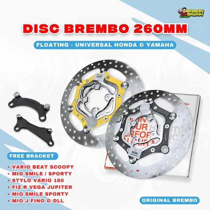 BEST REM PIRINGAN DISK CAKRAM BREMBO FLOATING CNC DIAMETER 260MM VARIO BEAT MIO LUBANG 4 BRACKET DIS