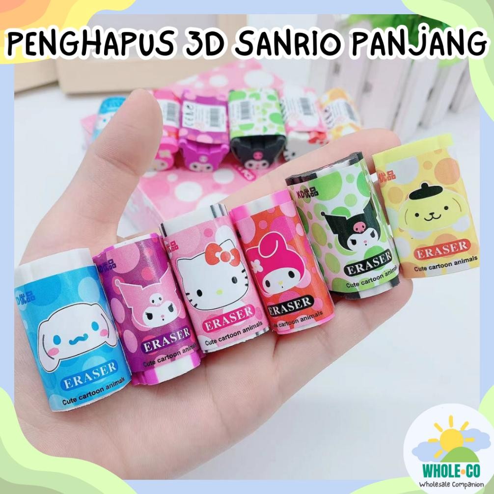 

RB (1 Box Isi 24 Pcs) Penghapus 3D Sanrio Panjang Lonjong Karakter Melody Kuromi Hello Kitty Lucu Unik Imut Grosir Cod