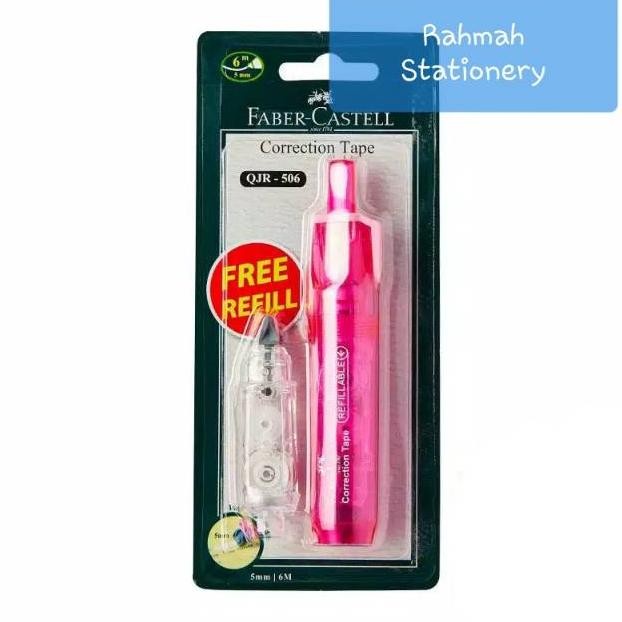 

RB Correction tape QJR 506 pink barrel + 1 refill faber castell / tipex kertas faber