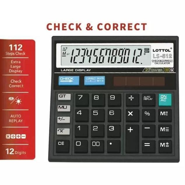

Kalkulator Layar Besar Dual Batre Kalkulator eck & Correct 12 Digita