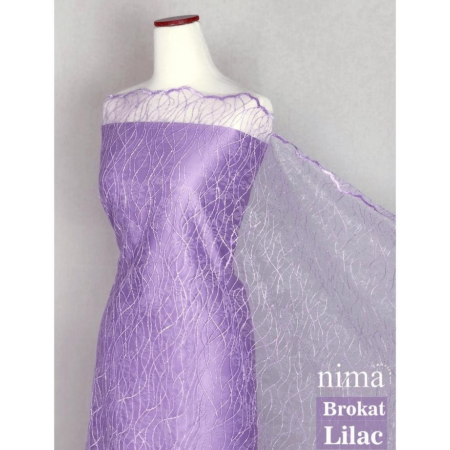 SY 1/2 meter Kain Brokat Tile Prancis Bahan Kebaya Motif Akar Bunga Floral / Motif Sapto /  Lilac
