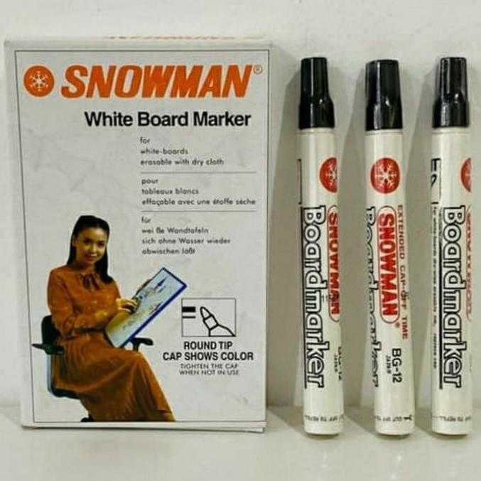 

RB 3 pcs Spidol Papan tulis Snowman Whiteboard Marker BG 12 Asli