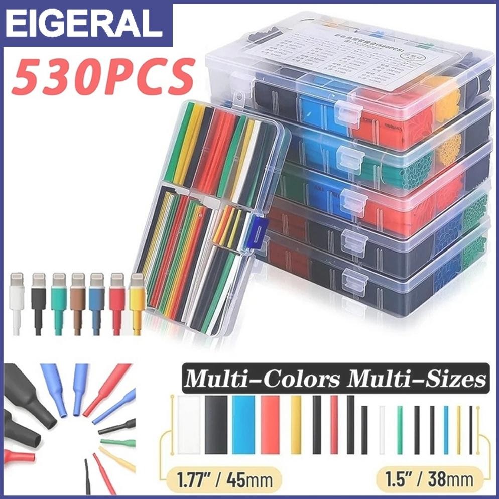 HJK 530pcs Set Kabel Bakar Heat Shrink Bahan Polyolefin Warna Warni Selang Bakar Kabel Isolasl Bakar