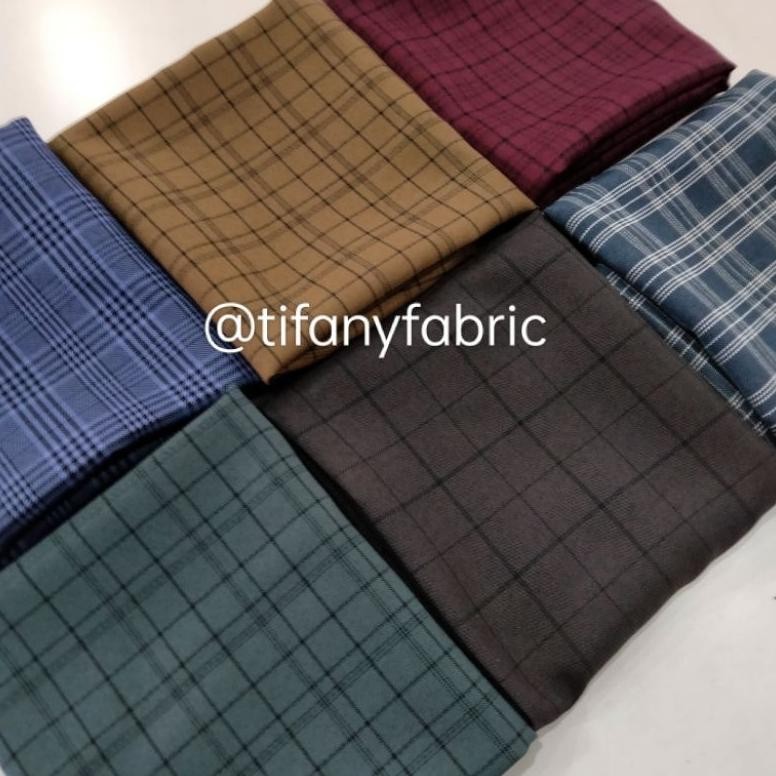 SY Kain Kotak Linen Semi Wool Wol Zara Celana Tebal Yanded Yandet Yarndyed Yarn Dyed Meteran