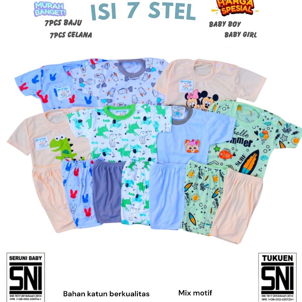 SPECIAL PAKET USAHA DAPAT 7 BAJU 7 CELANA PAKET SETELAN BAJU BAYI 0-12 BULAN io-98