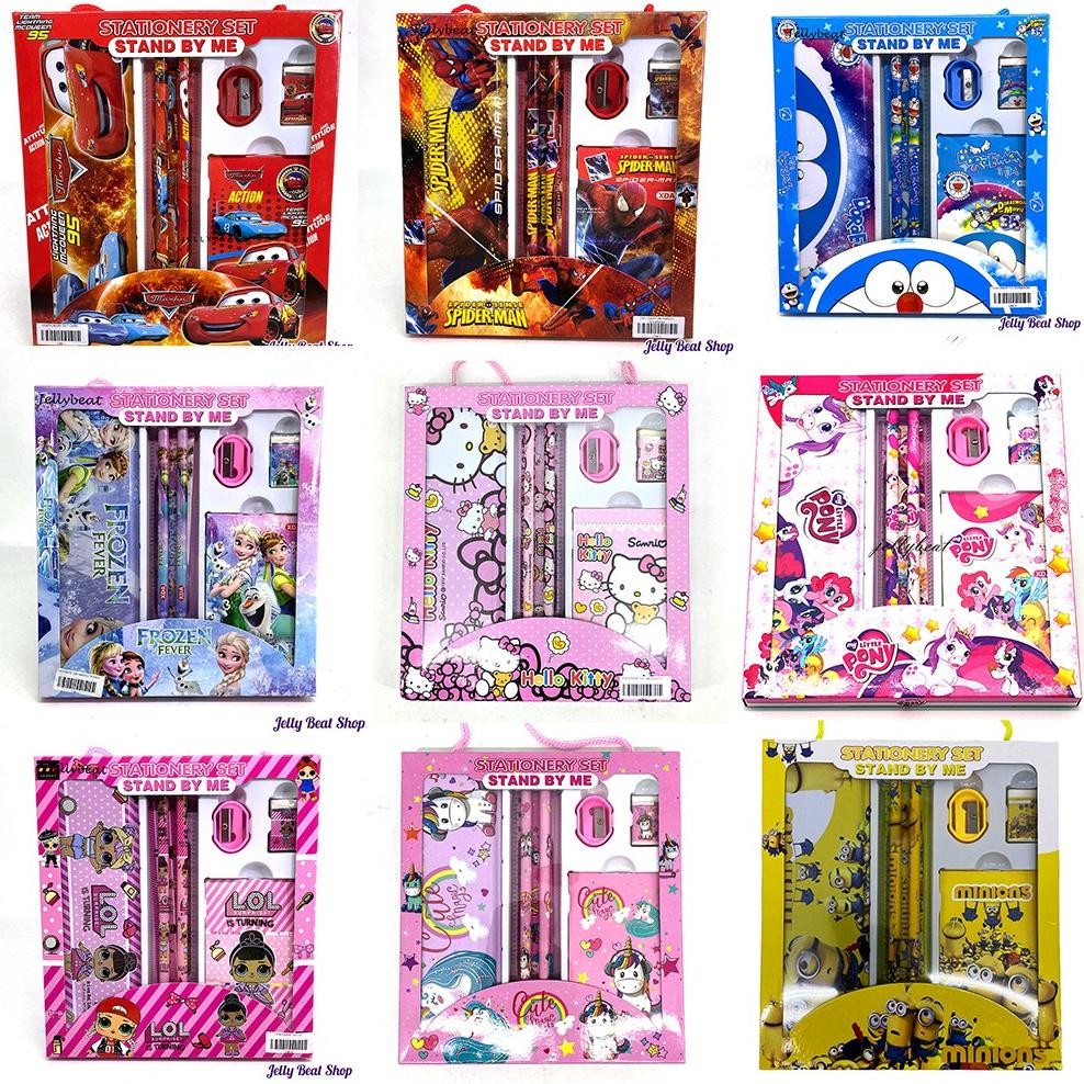 

RB Stationery Set / Paket Alat Tulis Karakter 7 in 1 - KUROMI MELODY CINNAMOROLL SPIDERMAN UNICORN LITTLE PONY FROZEN