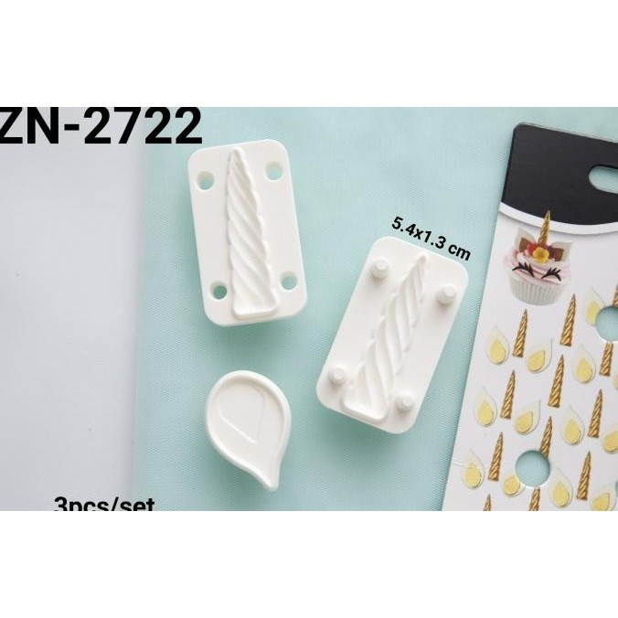 *#*#*#] ZN-2722 Cutter embossercetakan fondant gumpaste tanduk unicorn cake