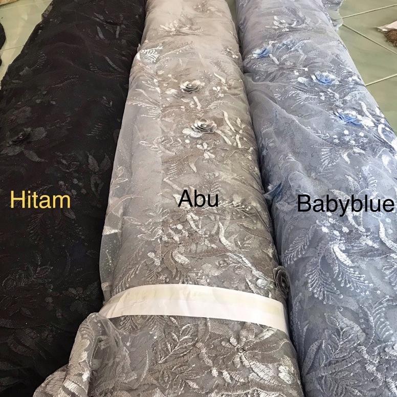 SY Kain Tulle 3D Akar Merambat Tebal/Tulle Bordir 3D Merambat