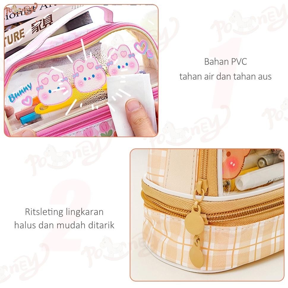 

We-12 Poney Tempat Pensil Anak Besar Pen Case Karakter Kotak Pensil Transparan