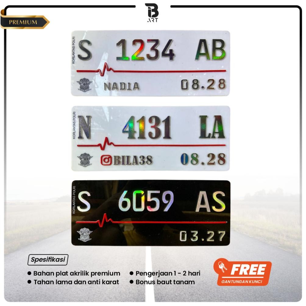 Plat Nomor Motor Putih Baut tanam / Plat nomor Motor Model Baru / Plat Nomor Motor Akrilik/ Plat Nom